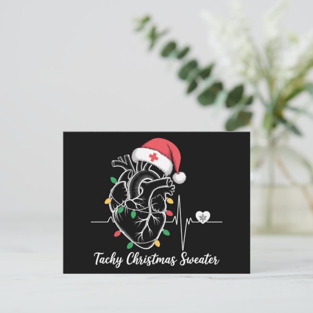 Heart Anatomy Christmas Nurse Cardiac Tachy Xmas Holiday Postcard (Standing Front)