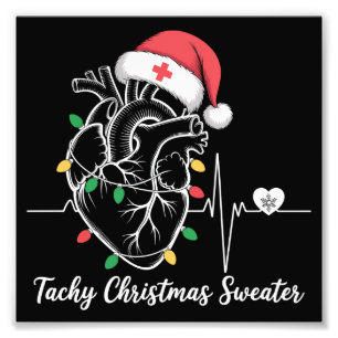 Heart Anatomy Christmas Nurse Cardiac Tachy Xmas Photo Print