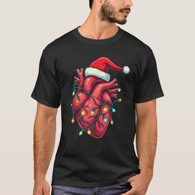 Heart Anatomy Christmas Nursing Christmas Hat Xmas T-Shirt (Front)