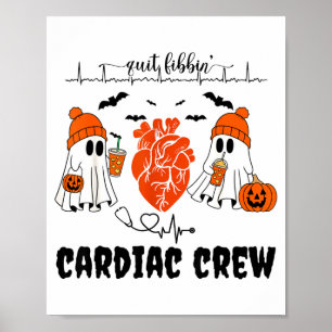 Heart Anatomy Ghosts Halloween Cardiology Heart Wa Poster