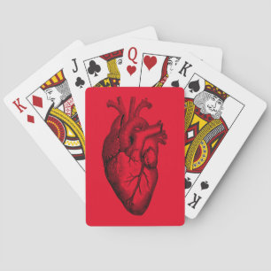 Heart Anatomy Science Red Background Playing Cards