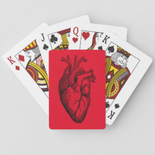 Heart Anatomy Science Red Background Playing Cards