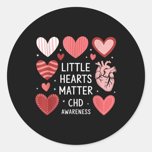 Heart Anatomy Valentine Little Heart Chd Awareness Classic Round Sticker (Front)