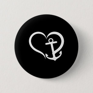 Heart Anchor Love Nautical Ocean Boating Sailing  6 Cm Round Badge