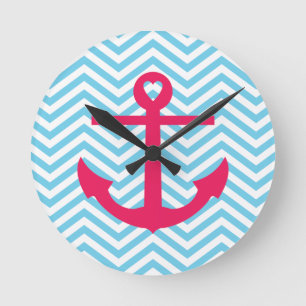 Heart Anchor Round Clock