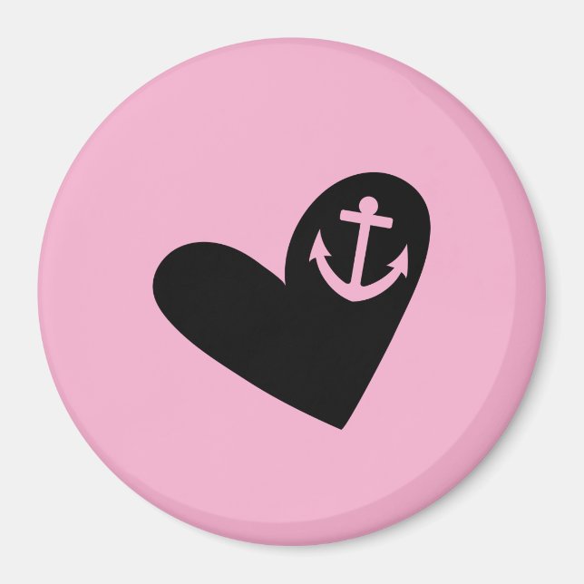 heart and anchor pink magnet (Front)