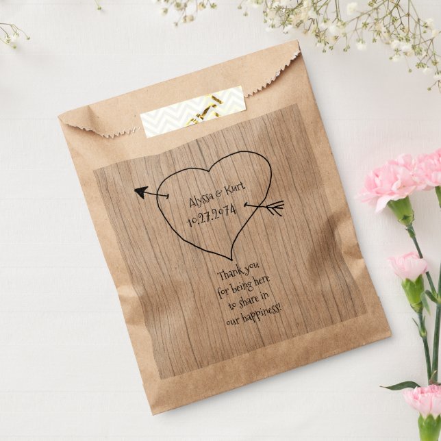 Heart and Arrow Wedding Message Favour Bags (Sealed)
