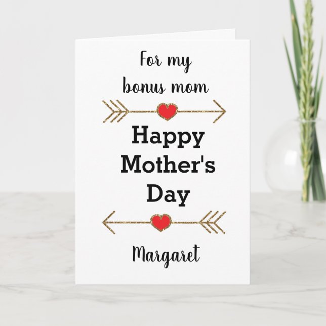 Heart and Arrows Happy Mother's Day Bonus Mum Card (Front)
