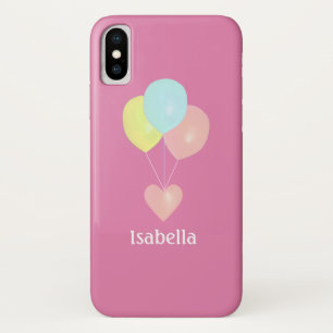 Heart and Balloons on Rose Gold iPhone X Case