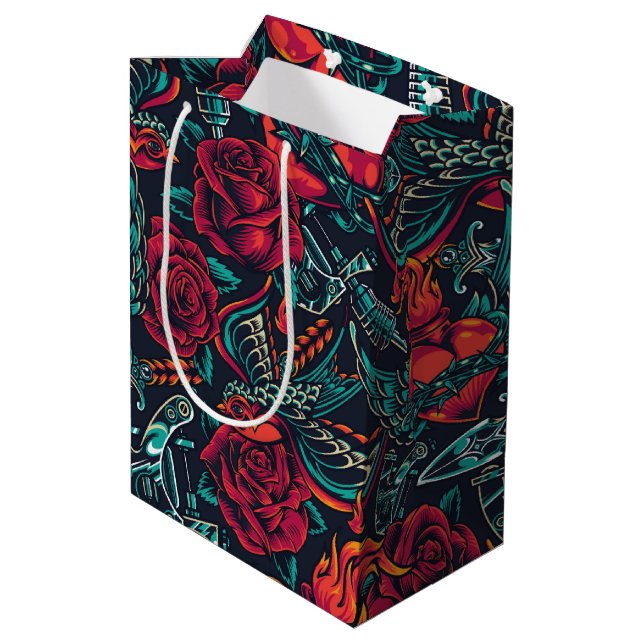 heart and bird    medium gift bag (Back Angled)