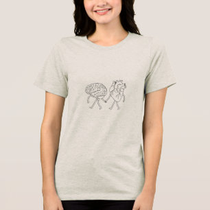 Heart and Brain Line Art T-Shirt for Women Tri-Blend Shirt