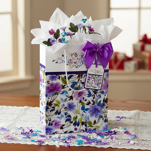 Heart and butterflies floral  medium gift bag (Creator Uploaded)