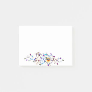 Heart and butterflies post-it notes