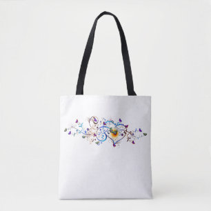 Heart and butterflies  tote bag