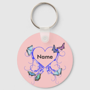 Heart and Butterfly Key Ring