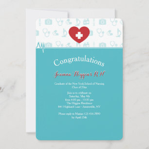 Heart and Cross Graduation Invitation