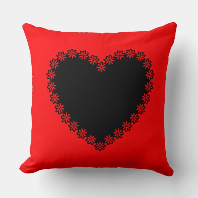 Heart and Cupid Silhouette "love you" Throw Pillow (Front)