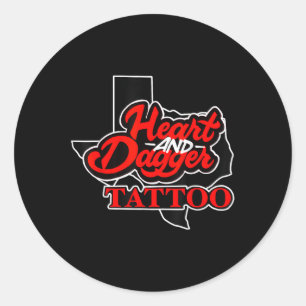 Heart And Dagger Texas Red Classic Round Sticker