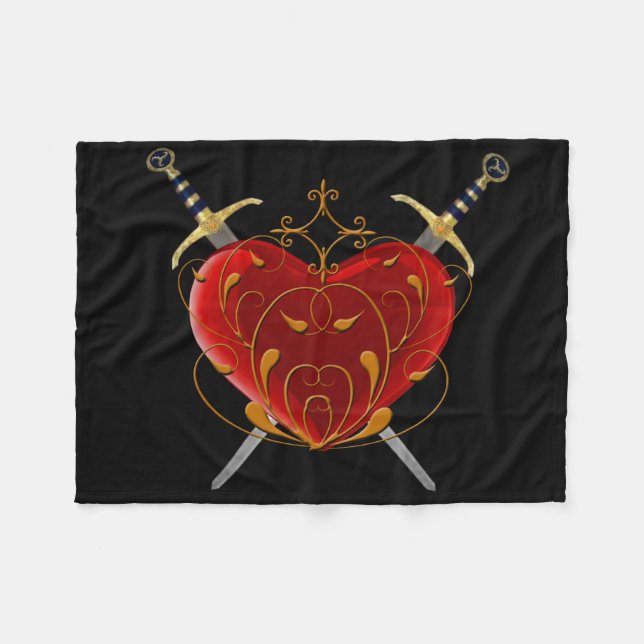 Heart And Daggers Fleece Blanket (Front (Horizontal))
