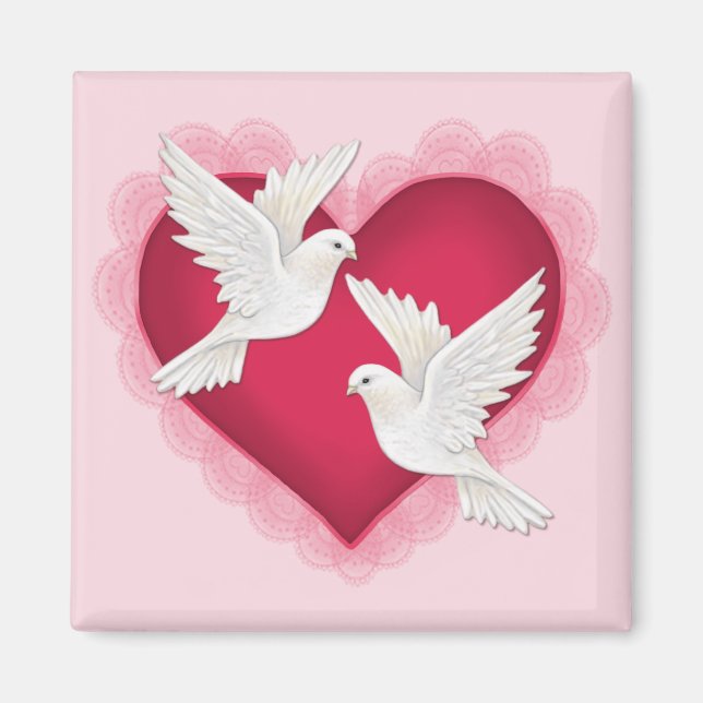 Heart and Doves - Pink Magnet (Front)