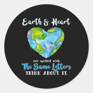 Heart And Earth Day Planet Anniversary Earth Day E Classic Round Sticker