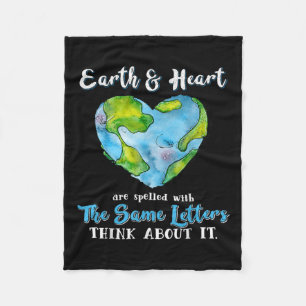 Heart And Earth Day Planet Anniversary Earth Day E Fleece Blanket