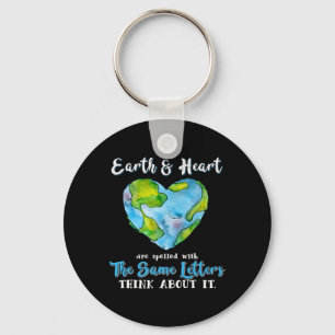 Heart And Earth Day Planet Anniversary Earth Day E Key Ring