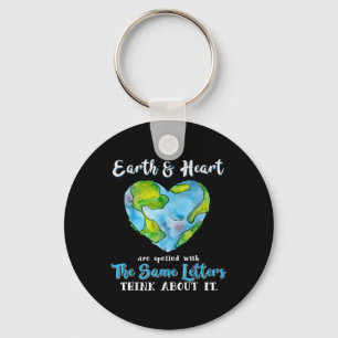Heart And Earth Day Planet Anniversary Earth Day E Key Ring