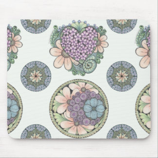 Heart and flowers doodle art mouse mat. mouse mat