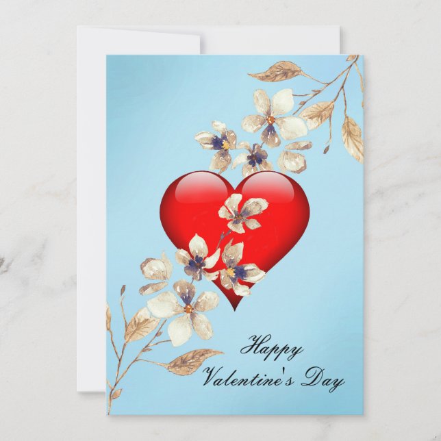 Heart and Flowers for Spouse or Other Holiday Card (Front)