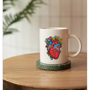 Heart and flowers mug