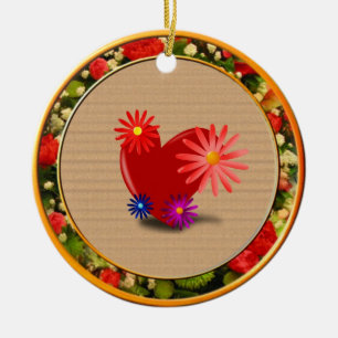 Heart and Flowers Ornament