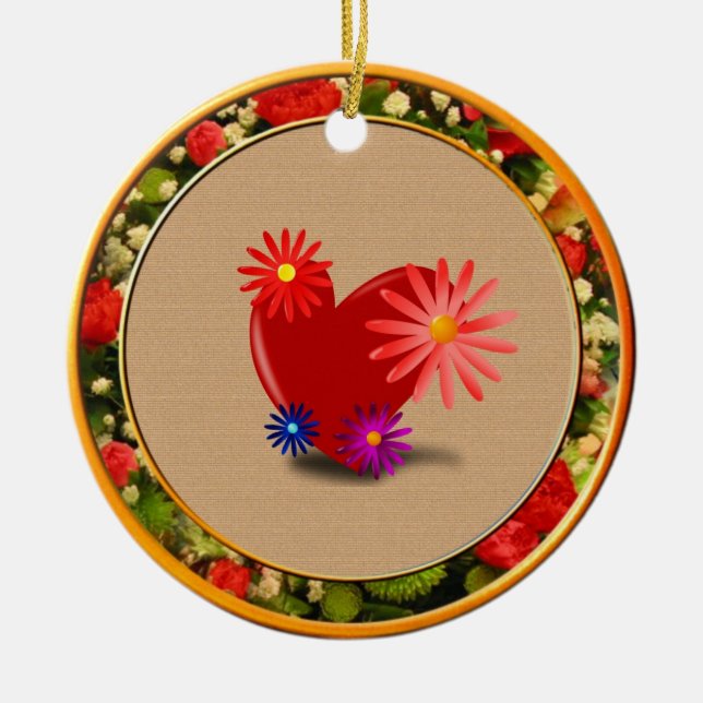 Heart and Flowers Ornament (Front)