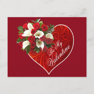 Heart and Flowers Valentine Postcard