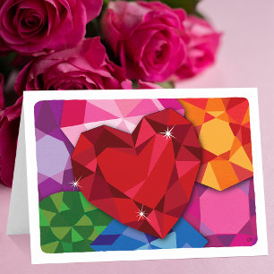 Heart and Gemstones Blank Card