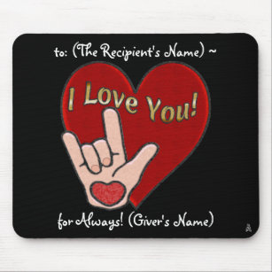 Heart and Hand - ASL for I Love You (Personalised) Mouse Mat