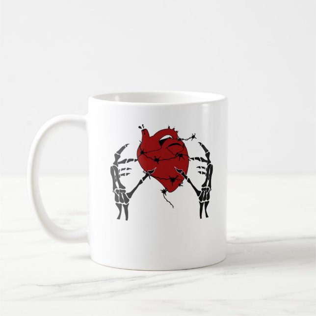 Heart And Hands - Skeleton Heart Hands  Coffee Mug (Left)
