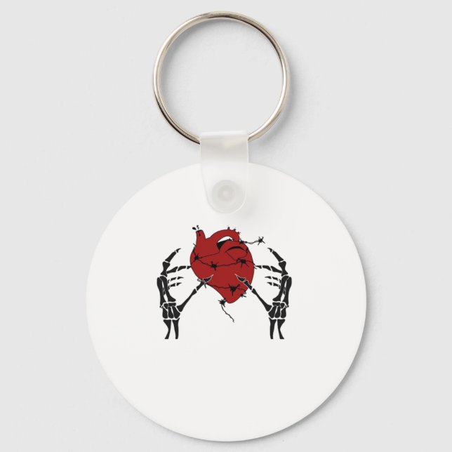 Heart And Hands - Skeleton Heart Hands  Key Ring (Front)