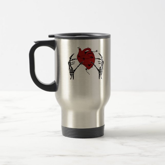 Heart And Hands - Skeleton Heart Hands  Travel Mug (Left)