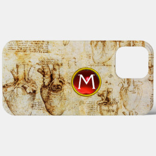 Heart And Its Blood Vessels Parchment Gem Monogram iPhone 13 Pro Max Case