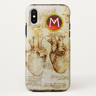Heart And Its Blood Vessels Parchment Gem Monogram iPhone XS Case