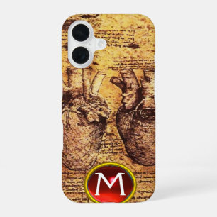 Heart And Its Blood Vessels Parchment Gem Monogram iPhone 16 Case