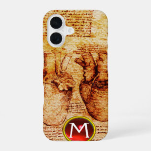 Heart And Its Blood Vessels Parchment Gem Monogram iPhone 16 Case