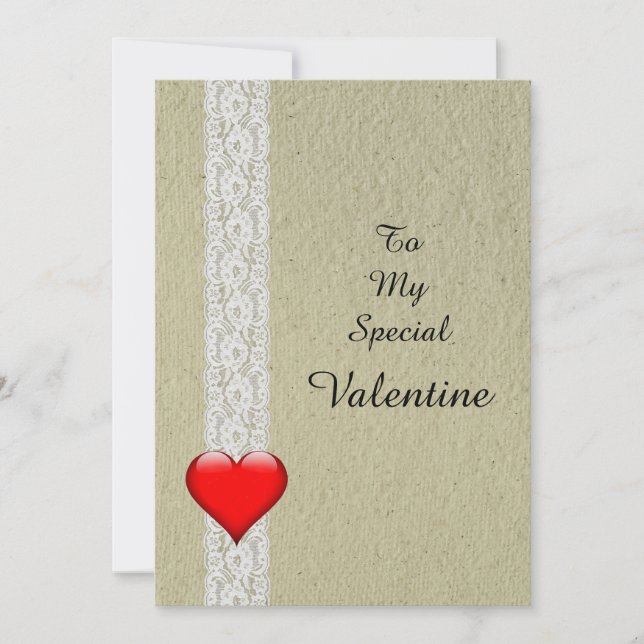 Heart and Lace Special Valentine Holiday Card (Front)