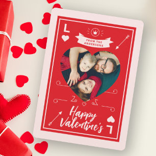 Heart and Love Red Pink Valentine's Family Photo Card