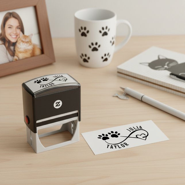 Heart and Paws Name Stamp for a Dog Lover (Show your infinite love for pets with every imprint of this signature stamp 🐾❤️)