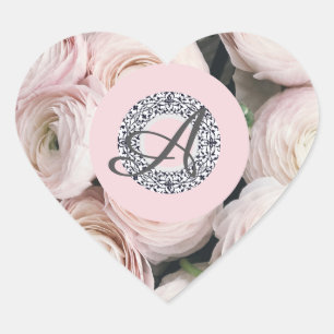 HEART AND PINK ROSES, Sticker, Glossy, Large, Sticker