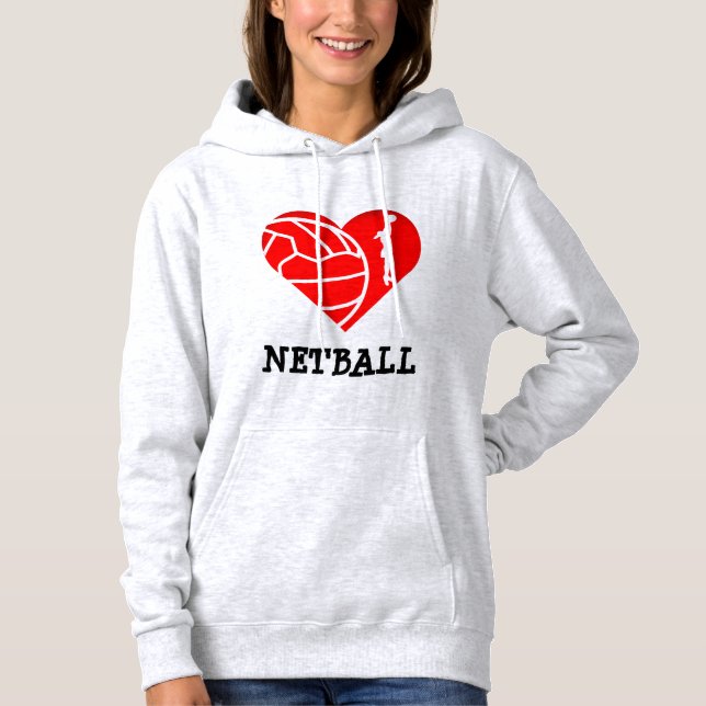 Heart and Player Theme Love Netball Hoodie (Front)