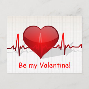 Heart and Pulse Line Holiday Postcard