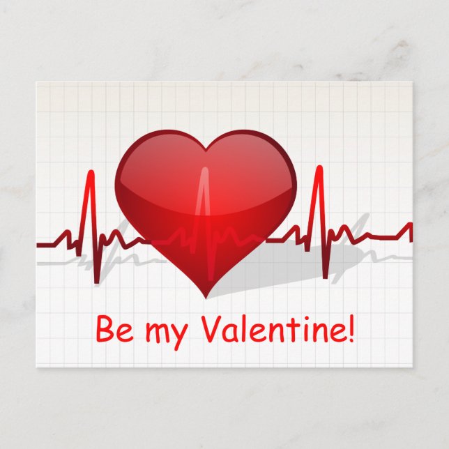Heart and Pulse Line Holiday Postcard (Front)